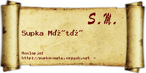 Supka Máté névjegykártya